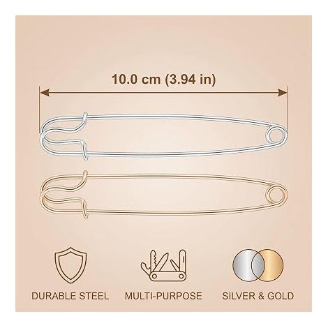 Épingles à Nourrice cm en Métal Argent Or Épingles de Sécurité pour Kilt Couvertures Tricot Couture et Loisirs Créatifs (1/4)