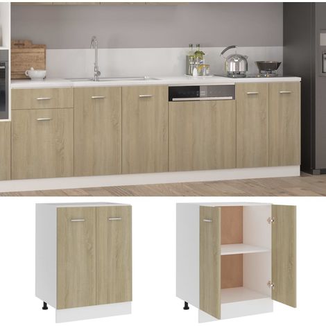 Armoire de plancher,Meuble de Cuisine Rangement Chêne sonoma 60x46x81,5 cm Aggloméré -36035 (1/5)