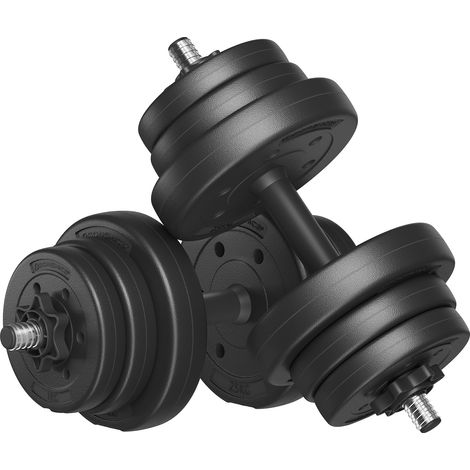 Songmics – Kit haltères musculation 2-en-1 20 kg – Poids réglable avec barre d’extension en acier – Antidérapant et silencieux – Fitness à la maison (1/5)