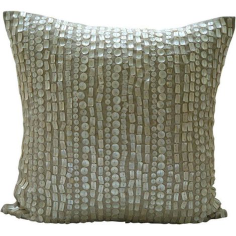 Taie d'oreiller décorative 40 x 40 cm, en lin rayé blanc cassé, idéale pour les canapés, style moderne - Purely Pearls