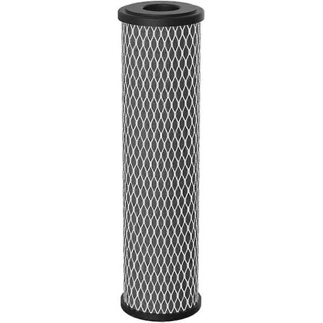 Filtre à eau au charbon actif 10 pouces, standard, pour toute la maison, avec enveloppe de charbon actif, élimine les sédiments, les goûts et les odeurs. (1/4)