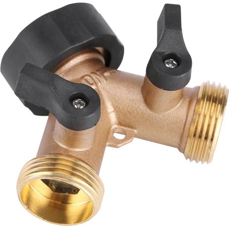 Filiyano – Adaptateur de robinet en laiton en forme de Y à 2 voies pour tuyau d'arrosage 3/4 (norme européenne) (1/5)
