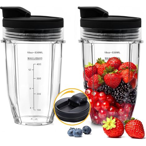 2 x 530 ml Becher – Kompatibel mit Ninja-Mixern – BPA-frei – Auslaufsicherer Deckel – Für Smoothies (1/5)