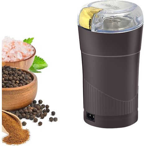 Elektrische Gewürzmühle, 80 g großes Fassungsvermögen, Klingen aus Edelstahl, geeignet für Kaffeebohnen, Nüsse und Körner. (1/5)