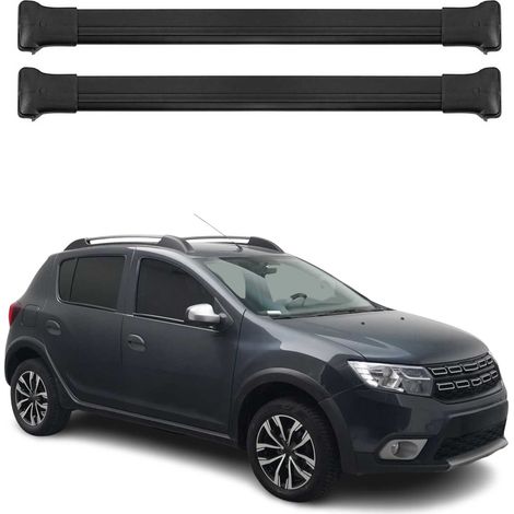 OMAC Aluminium Dachträger Querträger für Dacia Sandero Stepway 2013-2020 – Max. 75 kg – 2 Stangen Schwarz (1/5)
