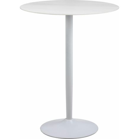 Mesa de bar Norsica 863, Mármol blanco, 105x0x0cm, Cerámica, Metal