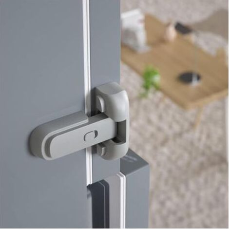 Gris Verrou de réfrigérateur – Loquets de porte de congélateur sécurisés avec adhésif puissant Système de verrouillage automatique, verrous de réfrigérateur pour adultes, animaux domestiques (1/5)
