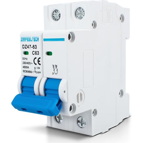Disjoncteur Bipolaire 63A 230V - 1 Pièce - Montage Rail DIN - Protection Court-Circuit (1/5)
