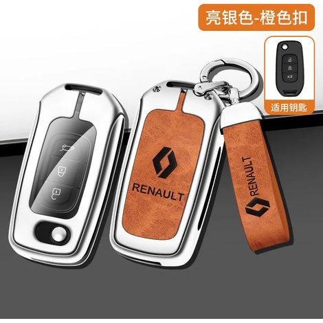 (Orange argenté 02) Étui de protection pour clé de voiture en alliage pour Renault Kadjar Megane Koleos QM5 QM6,Housse de clé de voiture pou (1/5)
