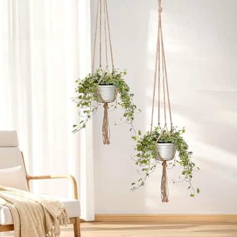 4 PièCes 90cm Macrame Suspension Plante, Style BohèMe Corde De Jute Suspension Plante,Tissé à La Main Pot De Fleur Suspendu, IntéRieur Y ExtéRieur Pot Suspendu Filet per Jardin, Balcon, Patio (1/3)