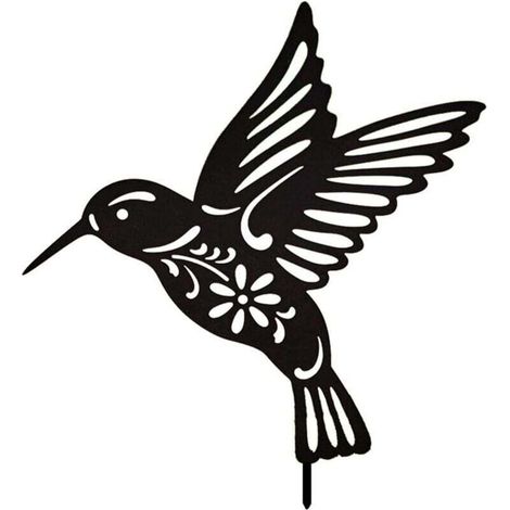 Sculpture Métal Noir Colibri Décoration Murale Extérieure Jardin Cour Paysage