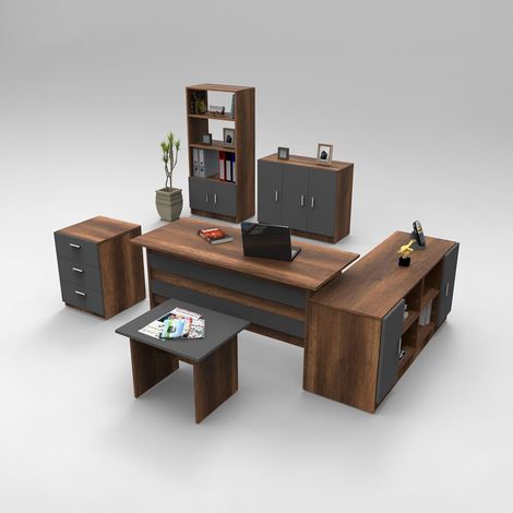 Büromöbel-Set mit Schreibtisch und Aufbewahrungsschränken Korithor (1/5)