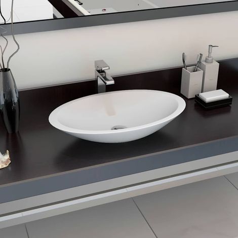 Lavabo 59,3x35,1x10,7 cm Fonte minérale/marbre Blanc (1/5)