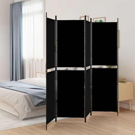Paravent Cloison de séparation 4 panneaux - Séparateur de Jardin Noir 200x180 cm Tissu BV722832 - BonneVie (1/5)