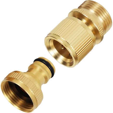 Connecteur de tuyau d'arrosage femelle en laiton de 3/4 po et connecteur de et en laiton mâle adaptateurs de et filetés (1/4)