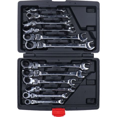 Lot de 12 clés à molette à cliquet acier outil tête articulée 72 dents (1/5)