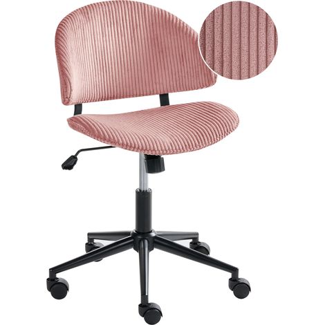 Silla de oficina giratoria ajustable escritorio con asiento y respaldo de pana rosa Kiana