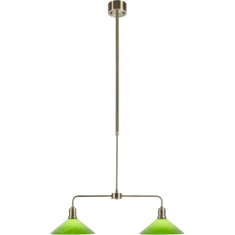 Plafonnier laiton antique et verre vert 2 lumieres culot e27 - markslojd - vela 224314282 224314282 (1/3)
