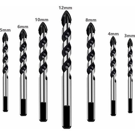 VURAHOME - 7 pieces foret set pour carrelage, verre, béton, pierre, brique, carreaux, ceramique et miroirs(3mm 4mm 5mm 6mm 8mm 10mm 12mm) (1/4)