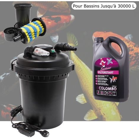 Filtre Bassin De Jardin Sous Pression, UV 18W, Bassins Jusqu'à 30000 Litres + Bactéries 2500 ml (1/5)
