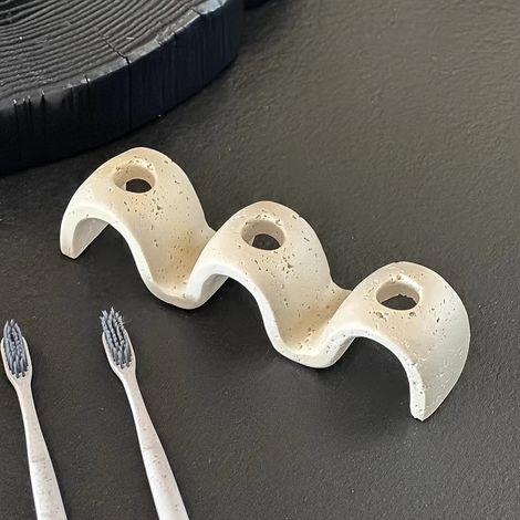 Porte-brosse à dents créatif, étagère de rangement pour brosse à dents en pierre de grotte pour table de salle de bain, accessoires de salle de bain, porte-brosse à dents simple (1/5)