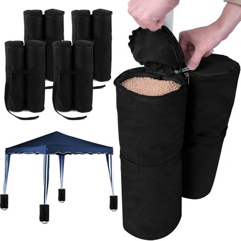 Sacs de lestage pour tonnelle, chapiteau et tente de réception – Lot de 4 paires (8 sacs) à garnir – Charge maximale 60 kg – Usage extérieur, jardin, marché, événement (1/3)