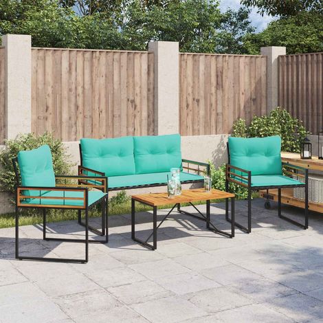 Gartenmöbel Set mit Kissen 4 pcs Türkis (1/5)