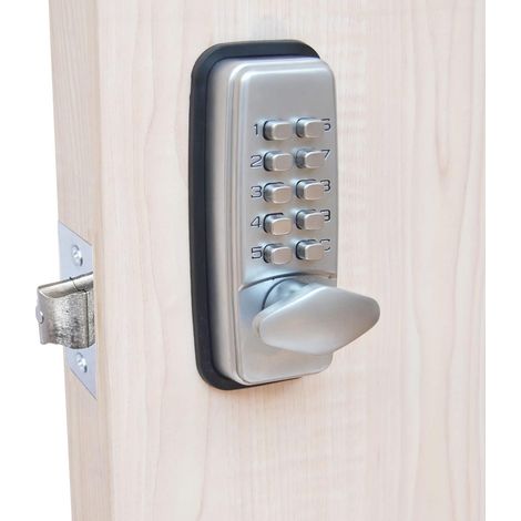 Verrou de porte à code numérique - Chromé - Étanche - Bouton de verrouillage à combinaison - Sans clé - Silver (1/5)