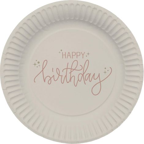 Décoration du Geburtstag Rosa, Creme, Champagner Gold-Assietes Rose-23 cm-8 pièces-Une vaisselle Happy Birthday attrayant et élégantes, 68702