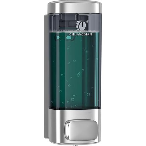 Distributeur de savon de salle de bain pour gel douche, lotion, shampooing, après-shampoing - Distributeur de savon mural sans perçage - 320 ml - Gris'Parent'Silver'320ML1 (1/5)