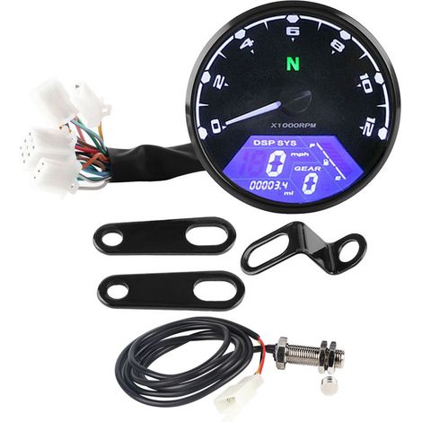 Compteur numérique LED moto 12000 tr/min tachymètre indicateur de vitesse rétroéclairage
