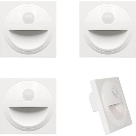 4er-Pack LED-Einbaustrahler für Treppenhäuser, Warmweiß 3000K, Wandeinbauleuchte, Einbauleuchte für 86-mm-Schalterdosen, Weiß (1/5)
