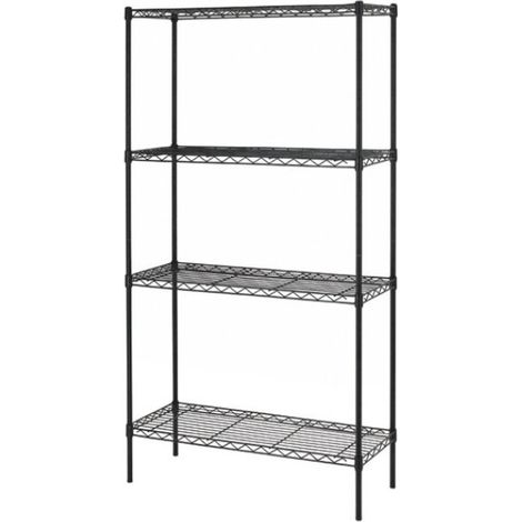 SCAFFALE A FILO 5 RIPIANI ACCIAIO VERNICIATO NERO 35X61X180H CM