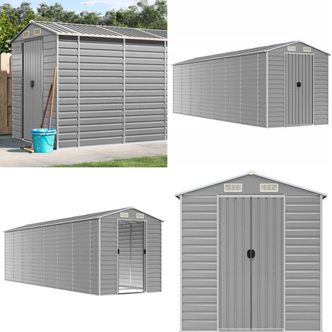 Gerätehaus Hellgrau 191x640x198 cm Verzinkter Stahl - Geräteschuppen - Gartenhaus - Werkzeuglager - Outdoor Aufbewahrung - Stahlschrank - Home & Living (1/5)