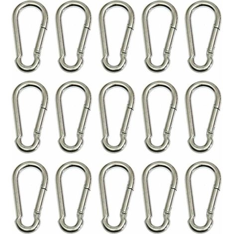 Set mit 15 Karabinerhaken 4 x 40 mm aus verzinktem Stahl (1/3)