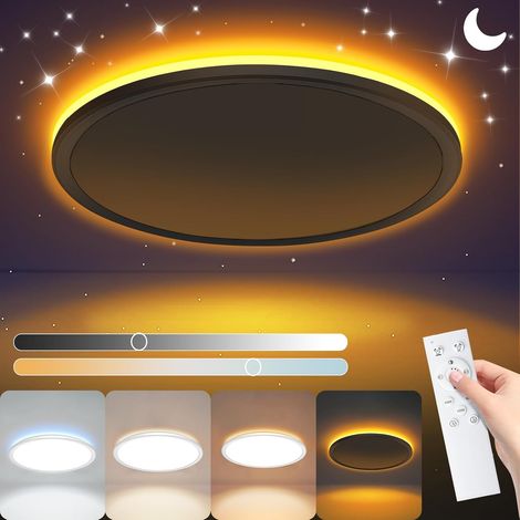 Plafonnier LED dimmable 24W plafonnier avec télécommande et minuterie pour salle de bain plafonnier chambre salon cuisine couloir (1/4)