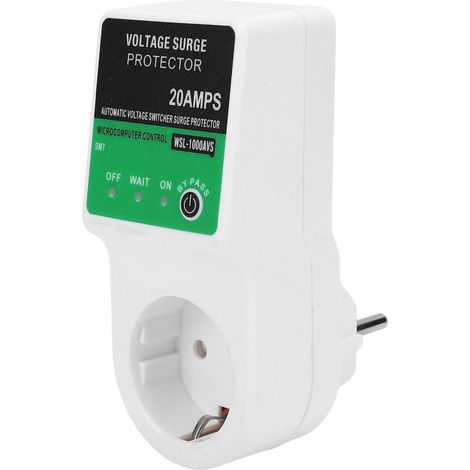 Prise protectrice de tension 20A parafoudre anti sous-tension et surtension avec voyant pour appareils électroménagers fiche EU (1/5)