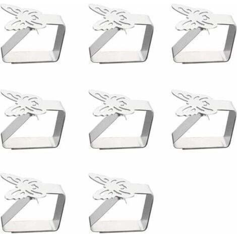 Stainless Steel Butterfly Tablecloth Clip Holders, Table Cover Clips, Tablecloth Holders for Tables up to 3cm Thick, Used for Outdoor Garden Use (6.25cm) (1/4)