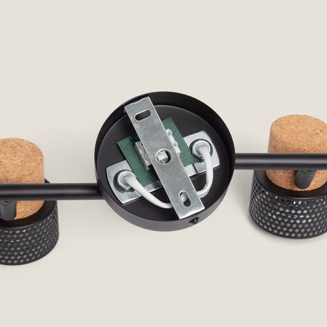 Lámpara de Techo Metal y Corcho Cuatro Focos Liksy Negro