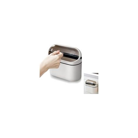 Poubelle de Table Fixé au Mur, 2L Mini Poubelle Salle de Bain, Poubelles de Bureau Poubelles Salle Bain pour Salon, Bureau, Blanc ivoire (20.5×10.2×19cm) (1/5)