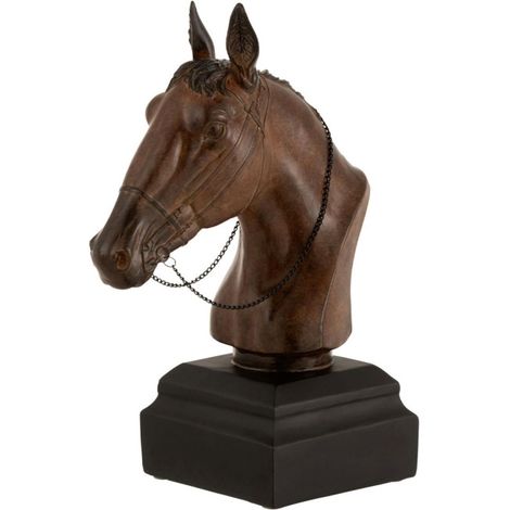 Statuette Déco "Tête de Cheval" 35cm Marron (1/3)
