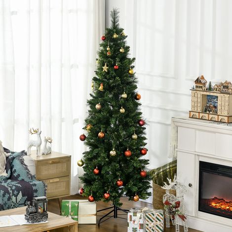Árbol de Navidad Artificial de 180 cm con 618 Ramas Agujas de Pino y Base de Acero Ø70x180 cm Verde (1/5)