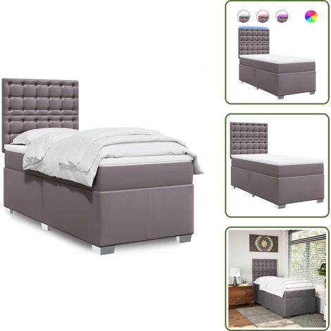 Sommier à lattes de lit avec matelas Gris 100x200 cm Similicuir - Sommier À Lattes De Lit - Sommiers À Lattes De Lit - Lit - Meuble De Chambre À Coucher (1/5)
