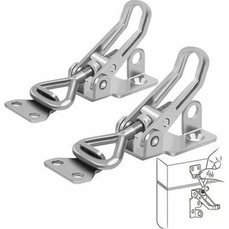 Loquet Bascule Acier Inoxydable, 2 Pièces Loquet à Bascule Métal, Fermeture Levier, Pas de Rouille, Fixation Solide, Pince Loquet Loquet Bascule, pour Fixation et Serrage des Valises d'Armoires Porte (1/5)