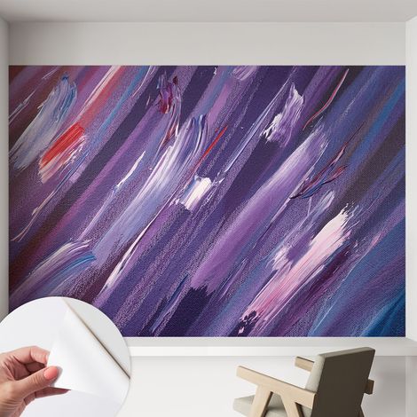 Tapete Selbstklebend - Wandtapete modern - Tapete mit Motiv - Tapete Schlafzimmer Farbenfrohe Pinselstriche 152x104 cm (1/5)