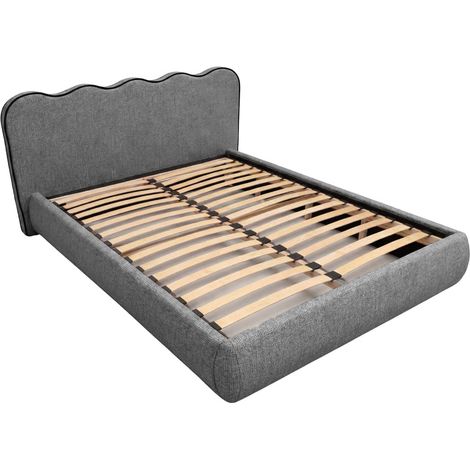 SPELLO - Lit tissu lisse 200x200cm Gris foncé (1/5)