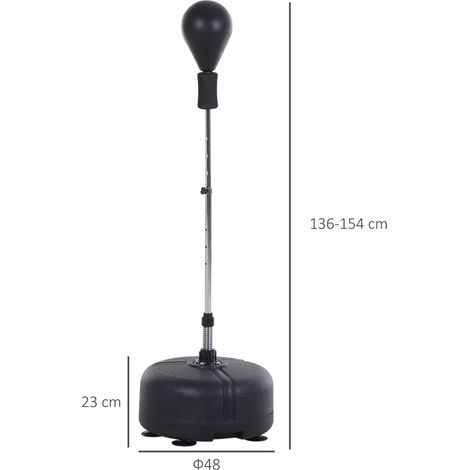 Verstellbarer Stand-Boxsack 136–154 cm mit Handschuhen, Saugnapf-Basis, schwarz OKMYHOME (1/5)