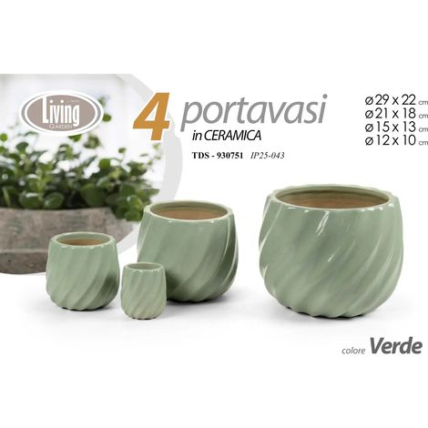 Set de 4 portavases de cerámica verde Ø29/21/15/12