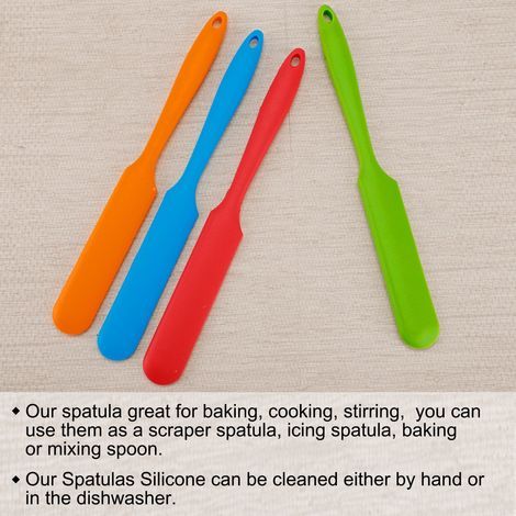 Spatule de cuisine en silicone, résistante à la chaleur, pour bocaux et pâtisseries, multicolore, lot de 4 pièces (1/4)