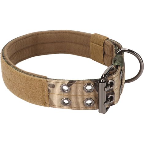 Verstellbares Hundehalsband mit doppelter Reihe Metallschnallen und D-Ring für mittelgroße und große Hunde, Tarnmuster XL (1/5)